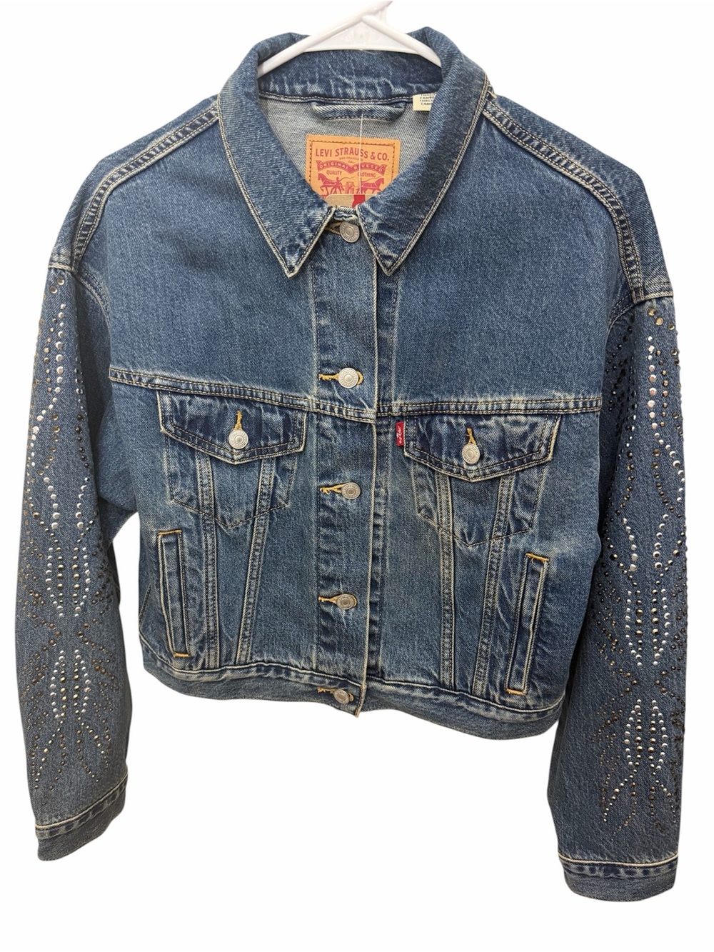 Levi's Women's Blue Denim Jacket with Studded Sleeves! Size Small! New!